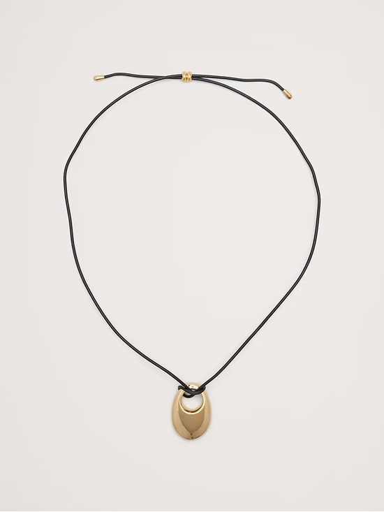 Banana Republic Jewelry - Banana Republic 14k Gold O Ring Sculpted Pendant Cord Necklace